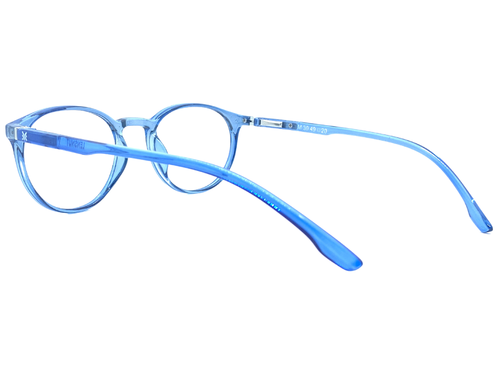Lensnut Glossy Blue Transparent Round Full Rim Eyeglasses LNM30C4T
