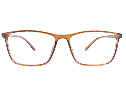 Lensnut Light Brown Transparent Rectangle Full Rim Eyeglasses LNM42C2L