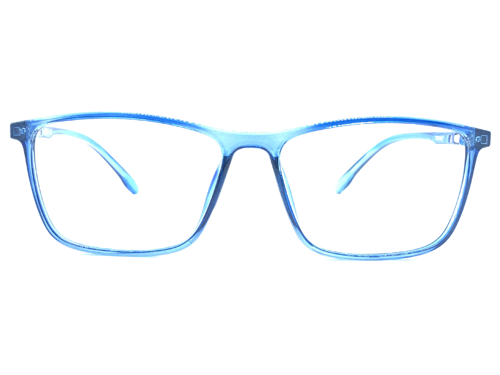 Lensnut Glossy Blue Transparent Rectangle Full Rim Eyeglasses LNM42C4T