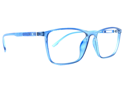 Lensnut Glossy Blue Transparent Rectangle Full Rim Eyeglasses LNM42C4T