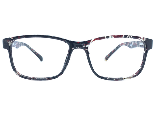 Lensnut Glossy Black Red Tortoise Rectangle Full Rim Eyeglasses LNM66C16