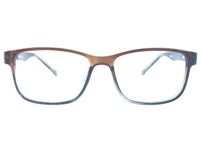 Lensnut Glossy Brown Transparent Rectangle Full Rim Eyeglasses LNM66C2T