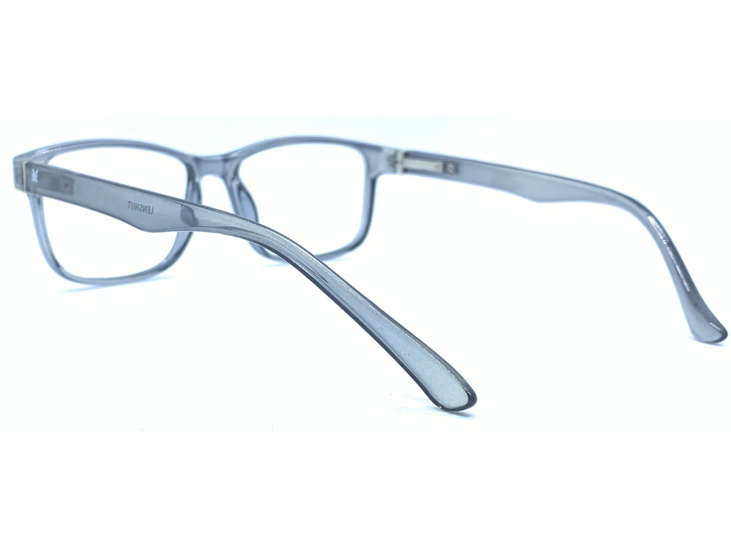 Lensnut Glossy Grey Transparent Rectangle Full Rim Eyeglasses LNM66C5T