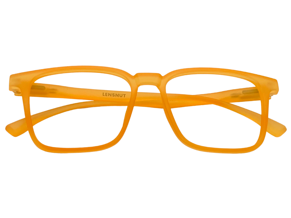 Lensnut Matt Orange Transparent Rectangle Full Rim Eyeglasses LNT001C10