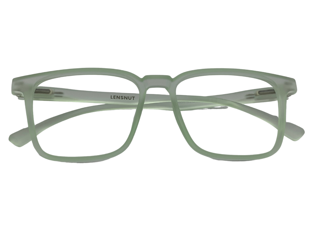 Lensnut Matt Green Transparent Rectangle Full Rim Eyeglasses LNT001C3