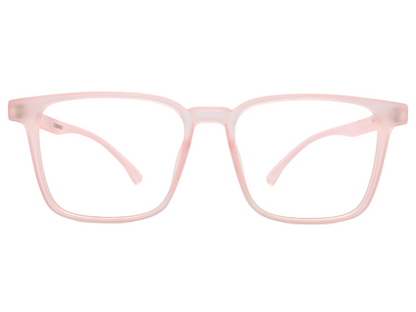 Lensnut Matt Pink Transparent Rectangle Full Rim Eyeglasses LNT001C5