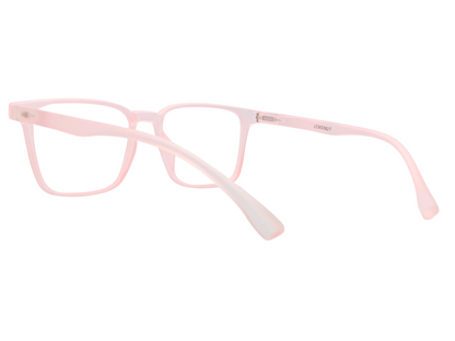 Lensnut Matt Pink Transparent Rectangle Full Rim Eyeglasses LNT001C5