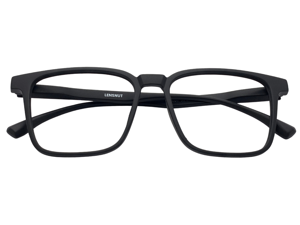 Lensnut Matt Black Rectangle Full Rim Eyeglasses LNT001C6