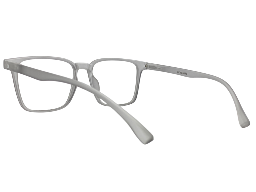 Lensnut Matt Grey Transparent Rectangle Full Rim Eyeglasses LNT001C7