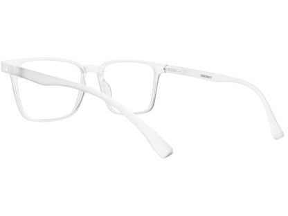 Lensnut Matt White Transparent Rectangle Full Rim Eyeglasses LNT001C4