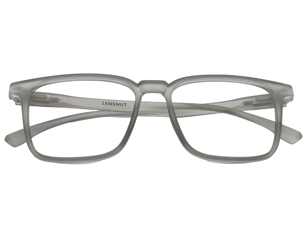 Lensnut Matt Grey Transparent Rectangle Full Rim Eyeglasses LNT001C7