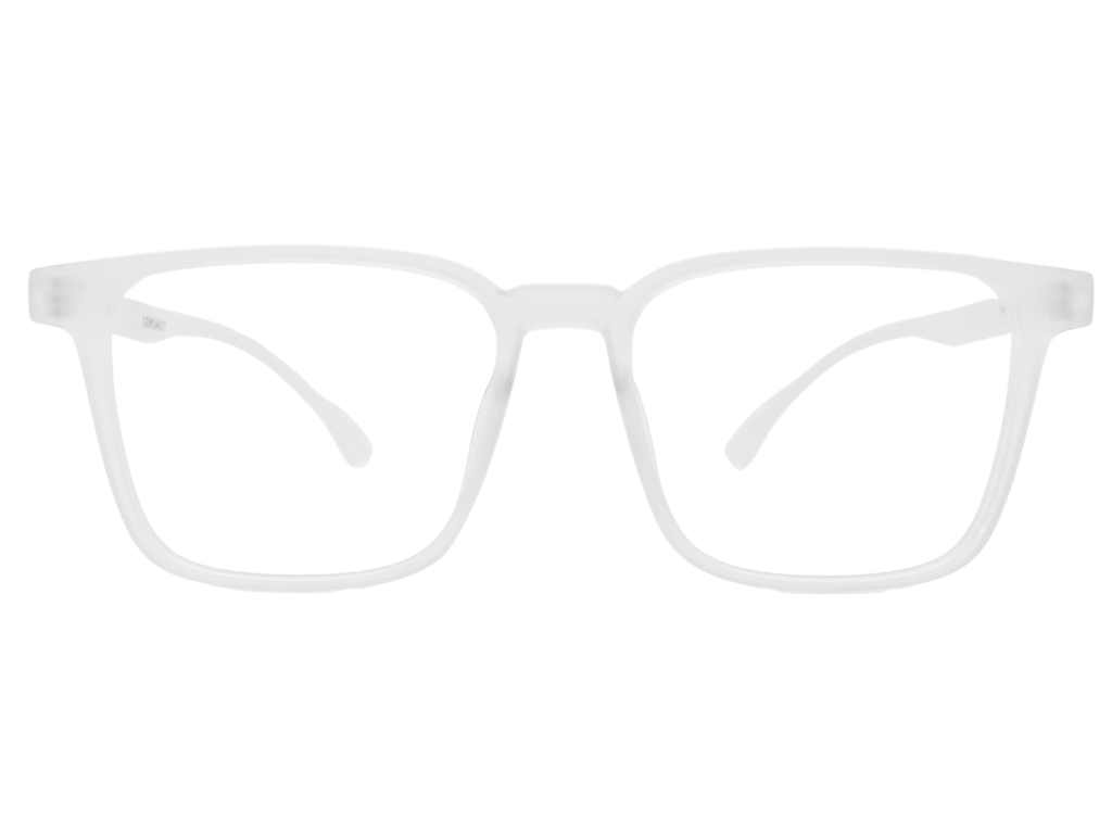 Lensnut Matt White Transparent Rectangle Full Rim Eyeglasses LNT001C4