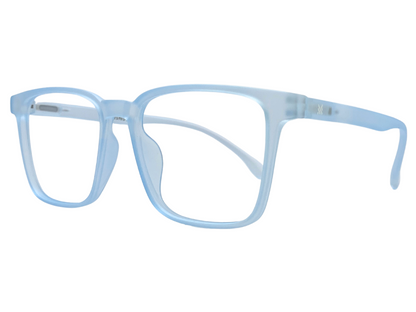 Lensnut Matt Blue Transparent Rectangle Full Rim Eyeglasses LNT001C2