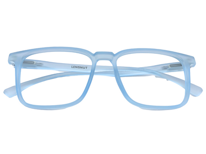 Lensnut Matt Blue Transparent Rectangle Full Rim Eyeglasses LNT001C2