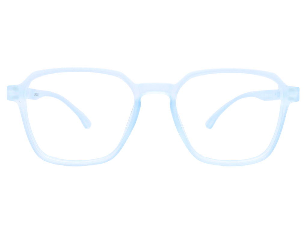 Lensnut Matt Watery Blue Transparent Hexagon Full Rim Eyeglasses LNT002C1