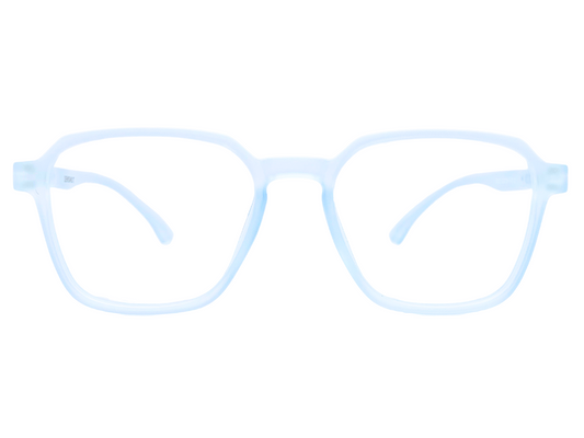 Lensnut Matt Watery Blue Transparent Hexagon Full Rim Eyeglasses LNT002C1