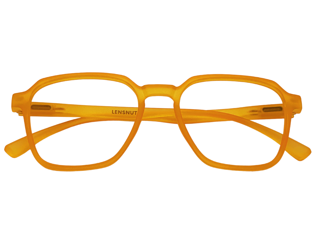Lensnut Matt Orange Hexagon Full Rim Eyeglasses LNT002C10
