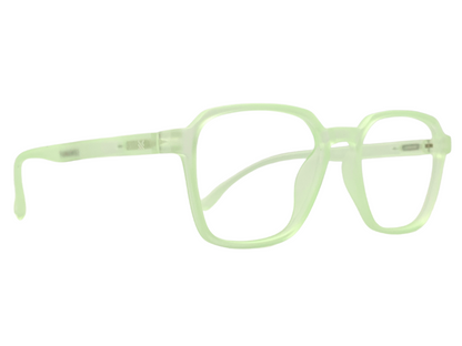 Lensnut Matt Green Transparent Hexagon Full Rim Eyeglasses LNT002C2