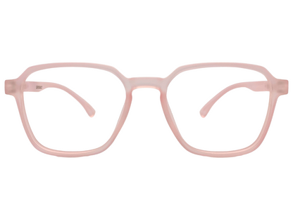 Lensnut Matt Pink Transparent Hexagon Full Rim Eyeglasses LNT002C5