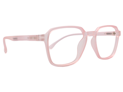 Lensnut Matt Pink Transparent Hexagon Full Rim Eyeglasses LNT002C5