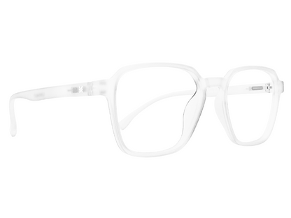 Lensnut Matt White Transparent Hexagon Full Rim Eyeglasses LNT002C4