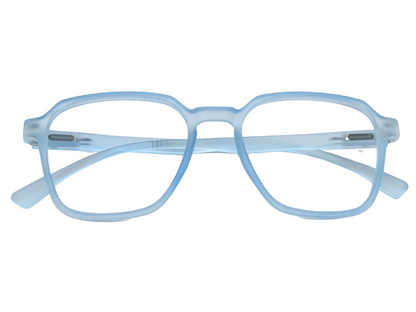 Lensnut Matt Blue Transparent Hexagon Full Rim Eyeglasses LNT002C8