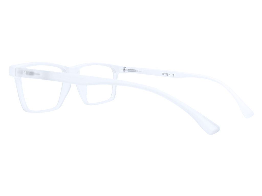 Lensnut Matt White Transparent Rectangle Full Rim Eyeglasses LNT004C4