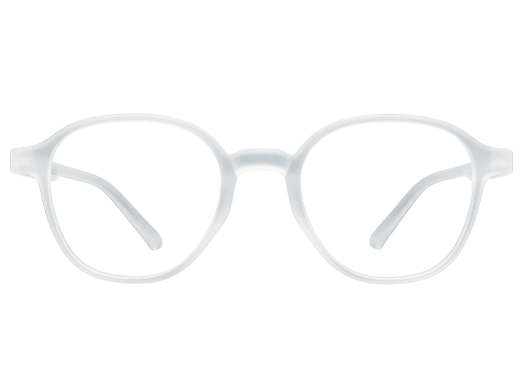 Lensnut  Matt White Transparent Hexagon Full Rim Eyeglasses LNT006C4