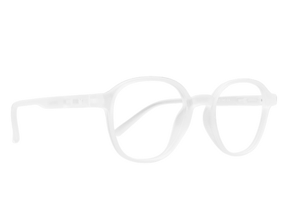 Lensnut  Matt White Transparent Hexagon Full Rim Eyeglasses LNT006C4