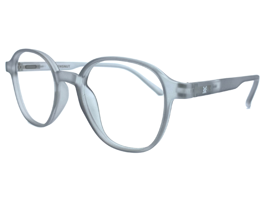 Lensnut  Matt Grey Transparent Hexagon Full Rim Eyeglasses LNT006C7
