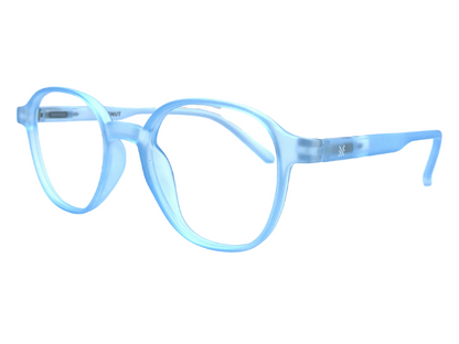 Lensnut  Matt Blue Transparent Hexagon Full Rim Eyeglasses LNT006C8