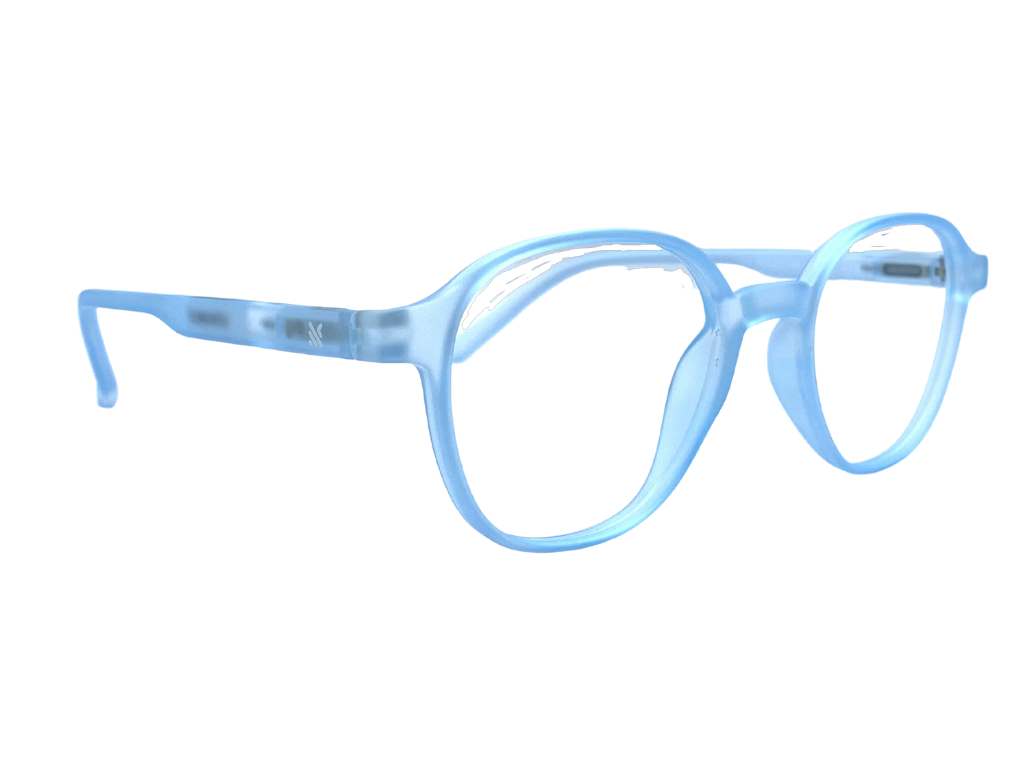 Lensnut  Matt Blue Transparent Hexagon Full Rim Eyeglasses LNT006C8