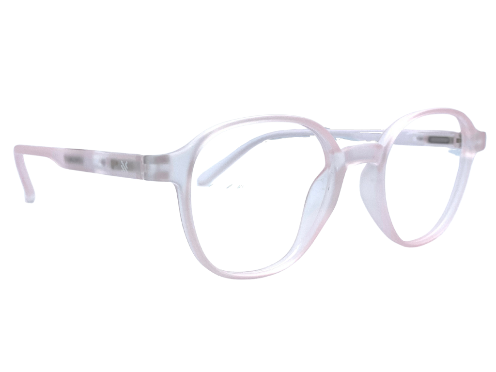 Lensnut  Matt Pink Transparent Hexagon Full Rim Eyeglasses LNT006C5