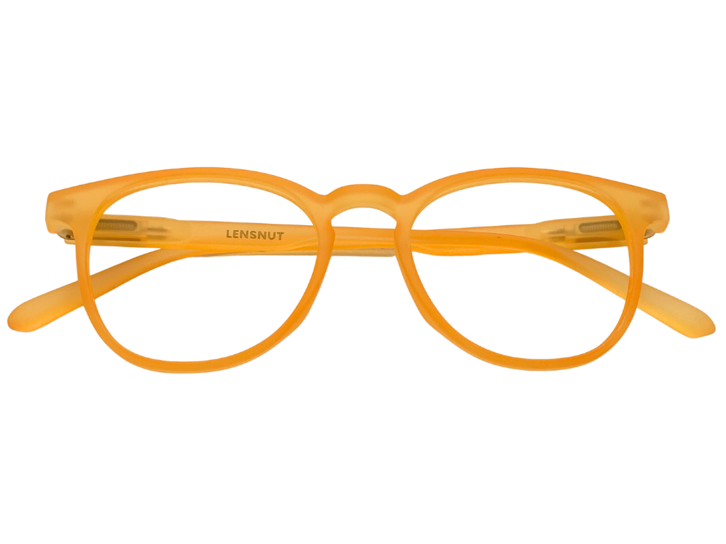 Lensnut Matt Orange Transparent Oval Full Rim Eyeglasses LNT007C10