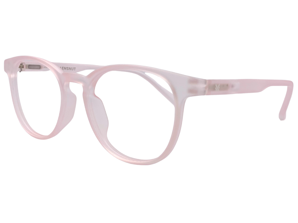 Lensnut Matt Pink Transparent Oval Full Rim Eyeglasses LNT007C5