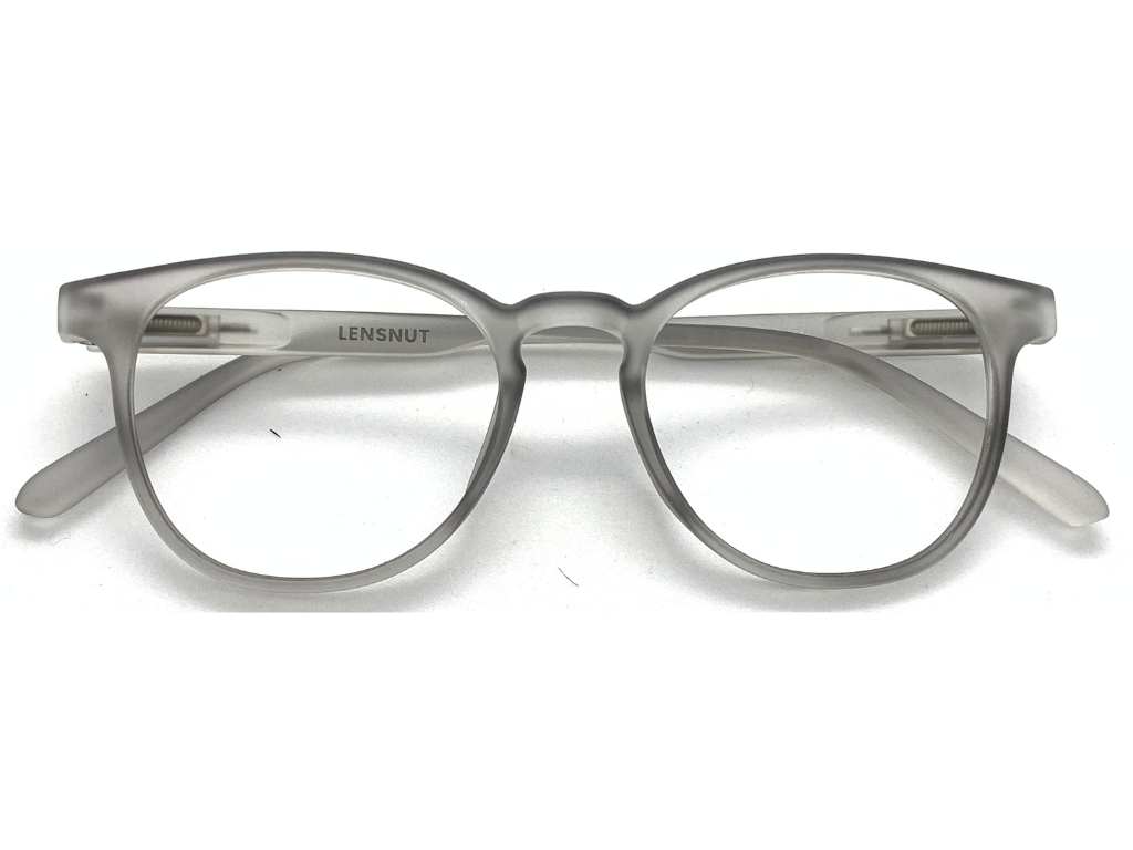Lensnut Matt Grey Transparent Oval Full Rim Eyeglasses LNT007C7