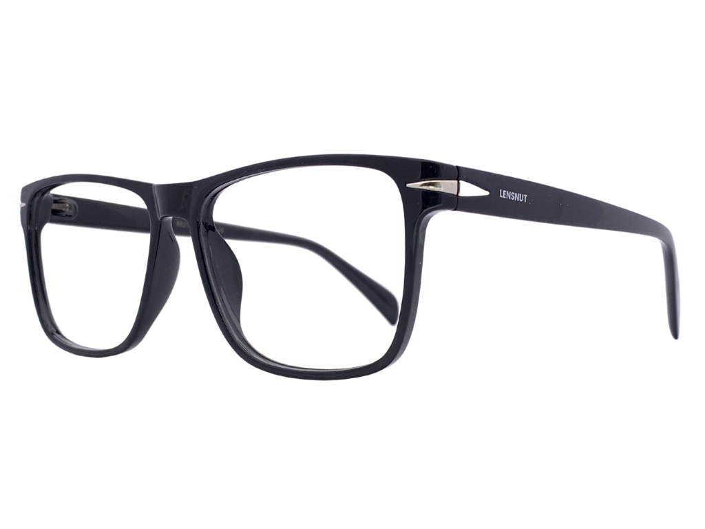 Lensnut Glossy Black Rectangle Full Rim Eyeglasses ST85201C1