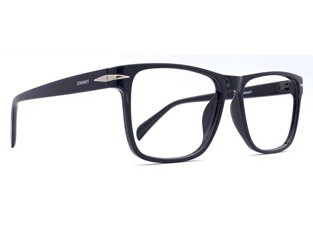 Lensnut Glossy Black Rectangle Full Rim Eyeglasses ST85201C1