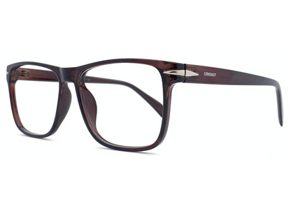 Lensnut Glossy Brown Rectangle Full Rim Eyeglasses ST85201C2