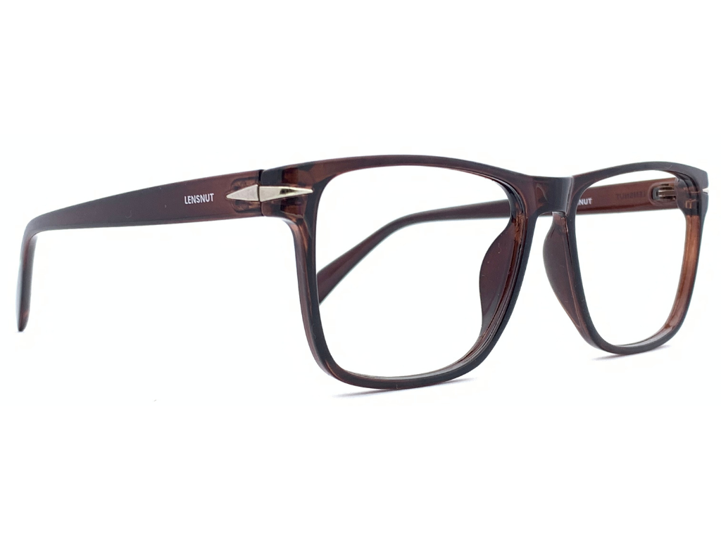 Lensnut Glossy Brown Rectangle Full Rim Eyeglasses ST85201C2