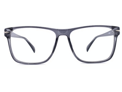 Lensnut Glossy Grey Transparent Rectangle Full Rim Eyeglasses ST85201C5T