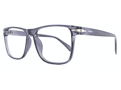 Lensnut Glossy Grey Transparent Rectangle Full Rim Eyeglasses ST85201C5T
