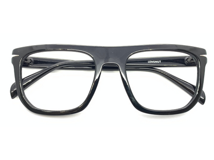 Lensnut Glossy Black Rectangle Full Rim Eyeglasses ST85202C1