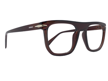 Lensnut Glossy Brown Rectangle Full Rim Eyeglasses ST85202C2