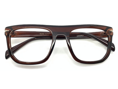 Lensnut Glossy Brown Rectangle Full Rim Eyeglasses ST85202C2