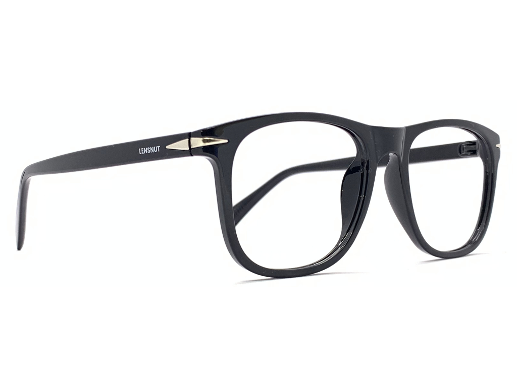 Lensnut Glossy Black Rectangle Full Rim Eyeglasses ST85205C1