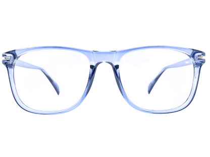 Lensnut Glossy Blue Transparent Rectangle Full Rim Eyeglasses ST85205C3