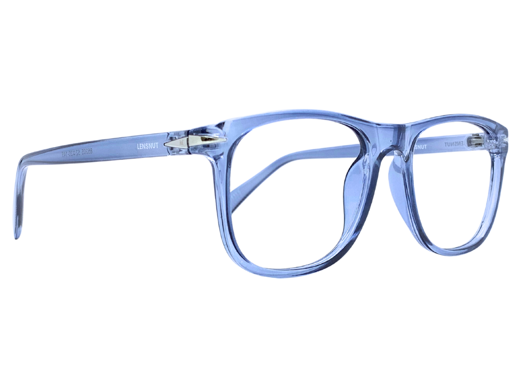 Lensnut Glossy Blue Transparent Rectangle Full Rim Eyeglasses ST85205C3