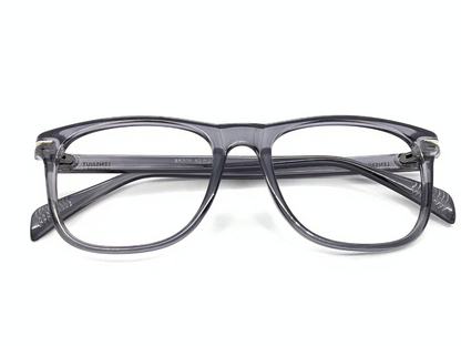 Lensnut Glossy Grey Transparent Rectangle Full Rim Eyeglasses ST85205T