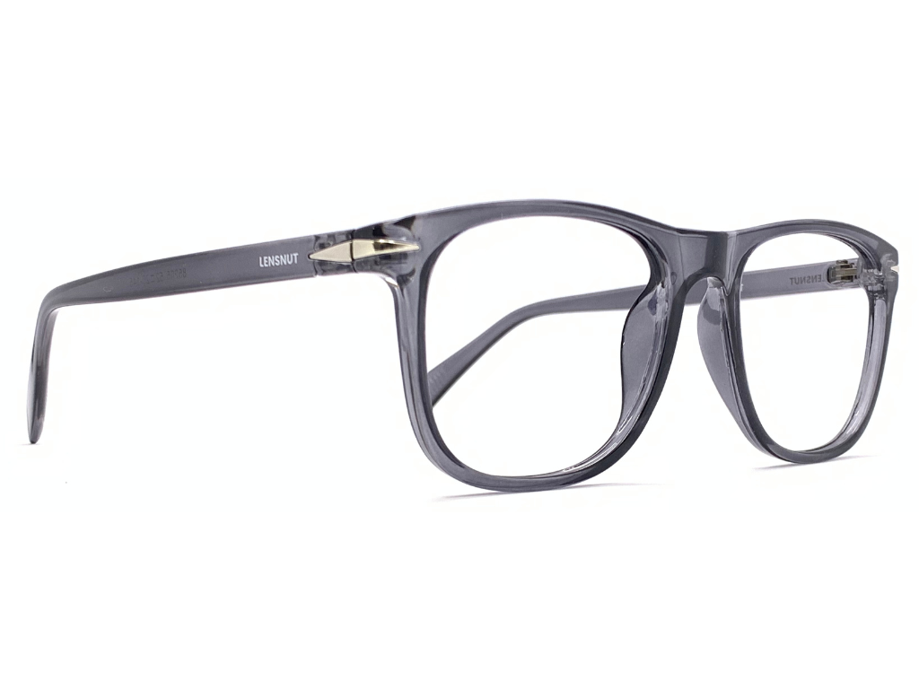 Lensnut Glossy Grey Transparent Rectangle Full Rim Eyeglasses ST85205T